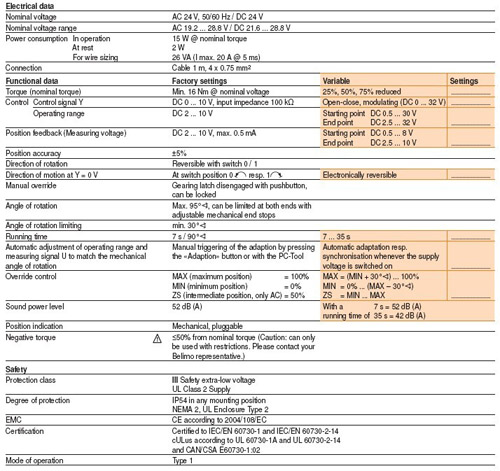 SMQ24A-MF 快速风门执行器技术资料