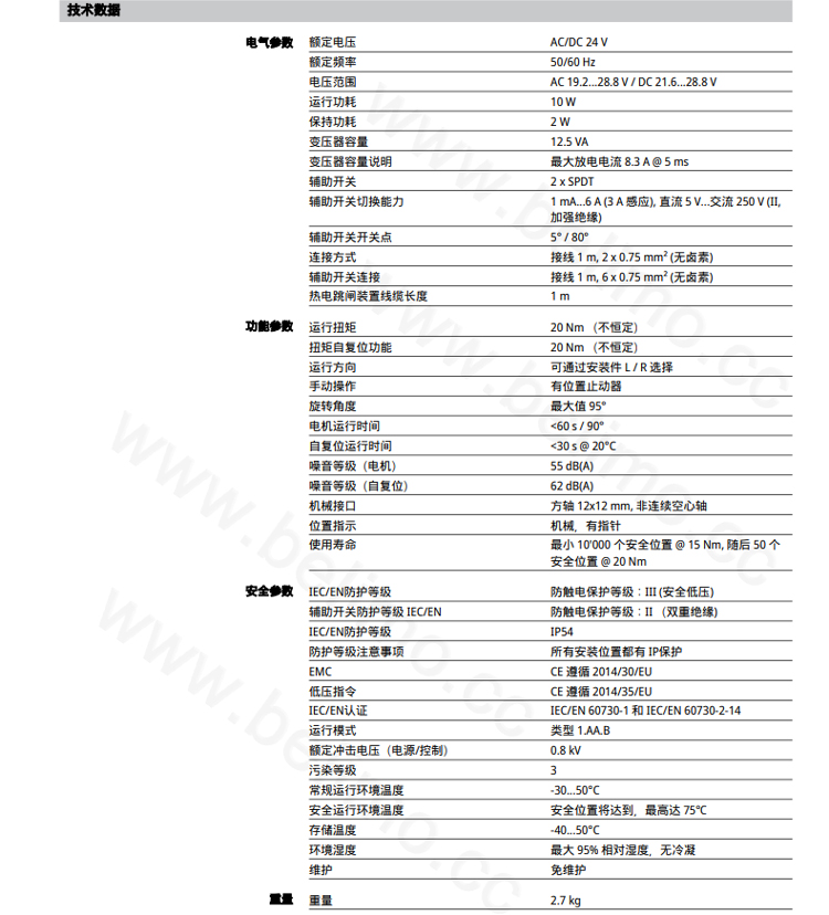 搏力谋防火排烟风门执行器专为通风、空调系统中的排烟应用和防火排烟风门控制应用而设计，在177°C 下，其扭矩范围为 2 Nm 至 40 Nm。为了在所有情况下确保尽可能高的安全性，搏力谋防火排烟执行器符合美国关于商业楼宇的所有规范，在 177°C 条件下通过了 UL 555 及 UL 555S 认证，并与经过认证的风门组装，通过了 30,000 次开-关循环测试。搏力谋防火排烟风门执行器优于 UL 规定的在风门静负载条件下达到 20,000 次循环的要求。搏力谋防火排烟风门执行器专为通风、空调系统中的防火、排烟和同时防火排烟操作而设计，具有超广扭矩范围。搏力谋防火排烟执行器是生命安全系统中必不可少的部分，具有高性能、低功耗的特性，并符合生命安全准则和标准