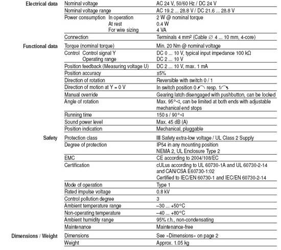 SM24A-SR-TP风门执行器技术资料