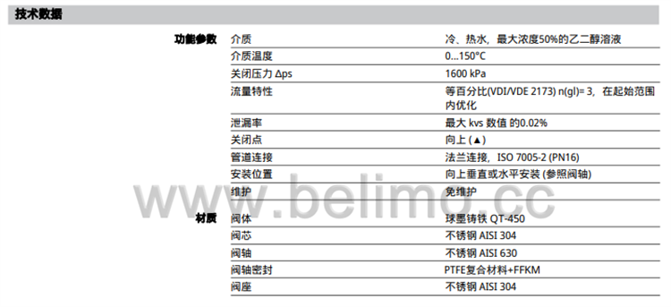 瑞士belimo搏力谋两通法兰座阀 H6125SP-T