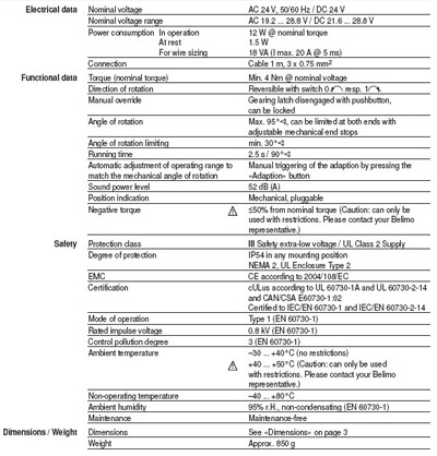 LMQ24A 快速风门执行器技术资料