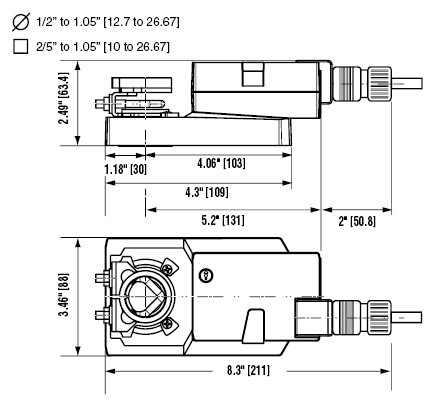 AMB24-MFT电动执行器尺寸图