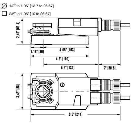 AMX120-SR电动风门执行器尺寸图