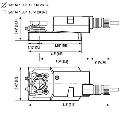 AMX24-MFT95电动执行器尺寸图