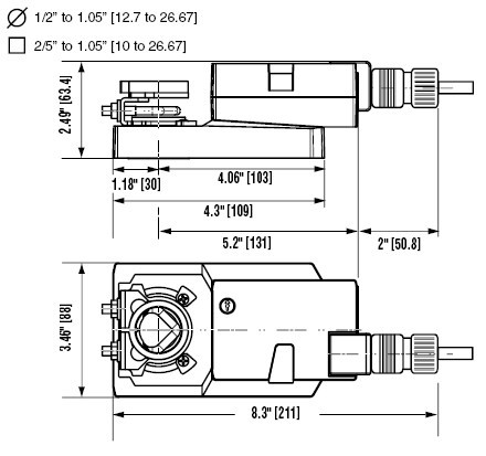 AMX24-PC风门执行器尺寸图