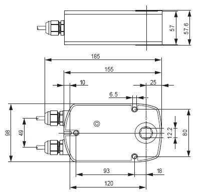 BLE24-ST防火排烟风门执行器尺寸图