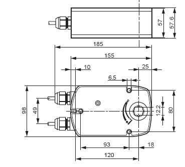 BLF24-T弹簧复位风门执行器尺寸图