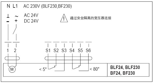 BLF24防火排烟风门执行器接线图