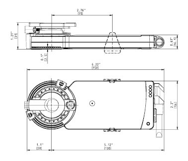 CMB24-SR-R电动风门执行器尺寸图