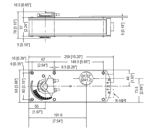 FSNF230 US 弹簧复位防火排烟阀执行器尺寸图