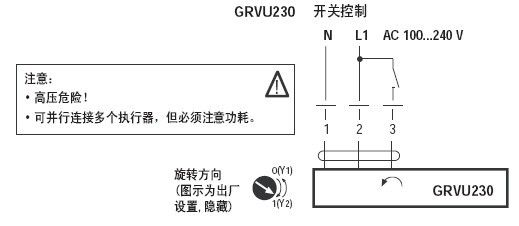 GRVU230非弹簧复位蝶阀执行器接线图