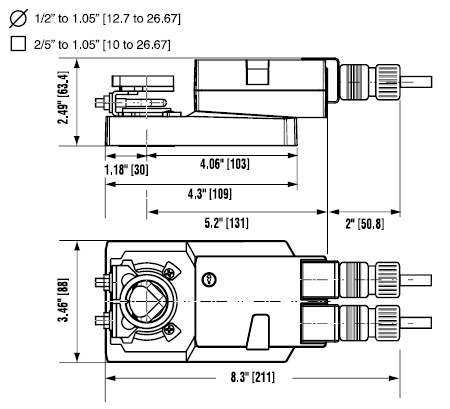 LMX120-SR电动执行器尺寸图