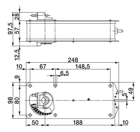 NF24-SR弹簧复位电动执行器尺寸图