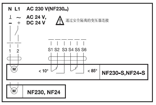 NF24弹簧复位电动执行器接线图