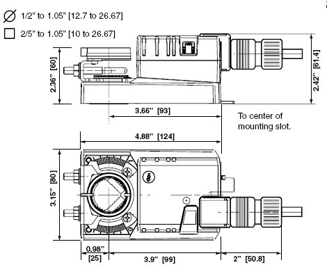 NMB24-3-T电动执行器尺寸图