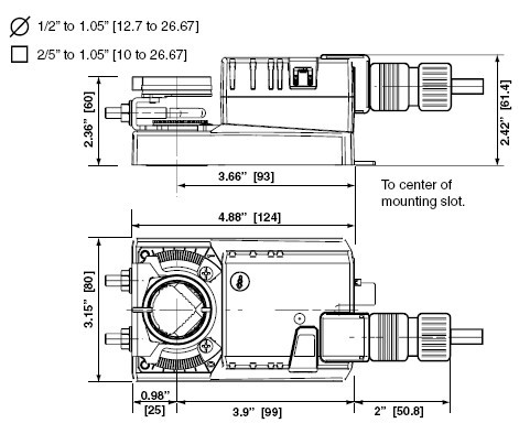 NMX120-SR电动风门执行器尺寸图