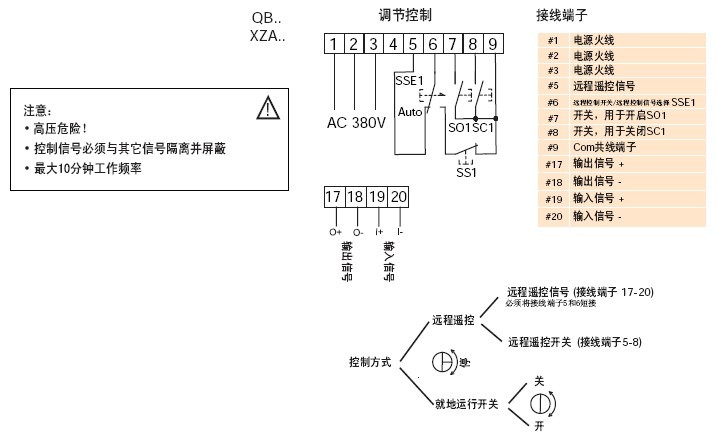 QB、XZA调节型电动执行器接线图