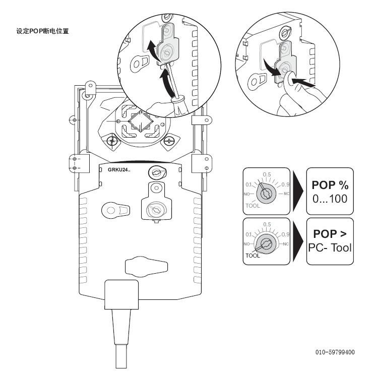 GRKU24-MF-7电动执行器设定断电位置图