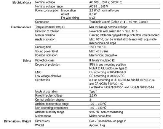 SM230A-TP风门执行器技术资料