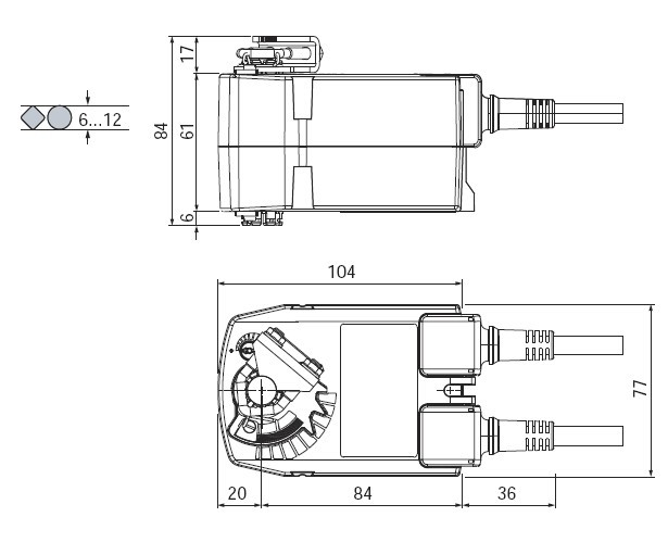 TF230-S 弹簧复位风门执行器尺寸图
