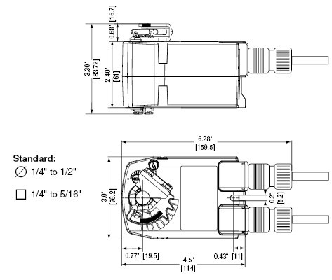 TFX120-S弹簧复位风门执行器尺寸图