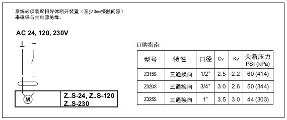 Z320-230电动三通阀接线图