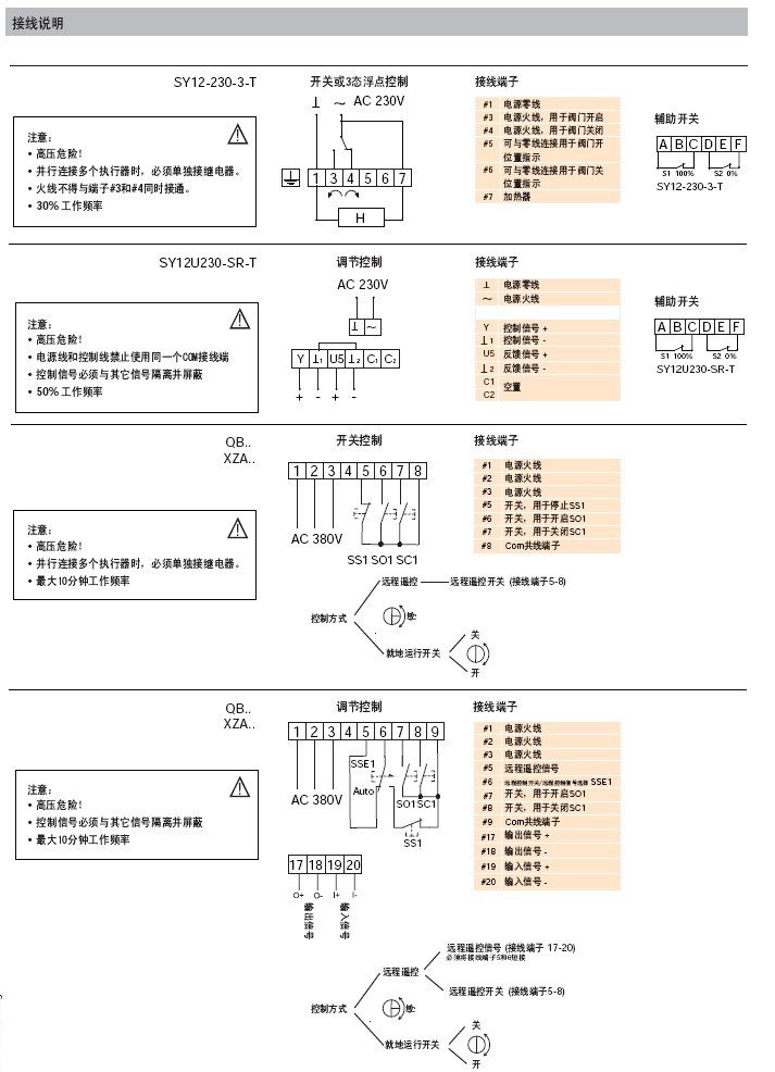QB12000蝶阀执行器接线图
