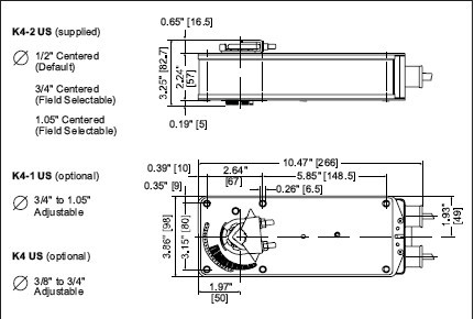 belimo弹簧复位风门执行器NF120 US尺寸图