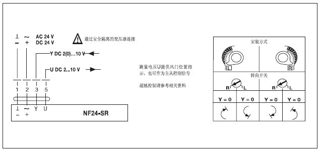 NF24-SR弹簧复位电动执行器接线图
